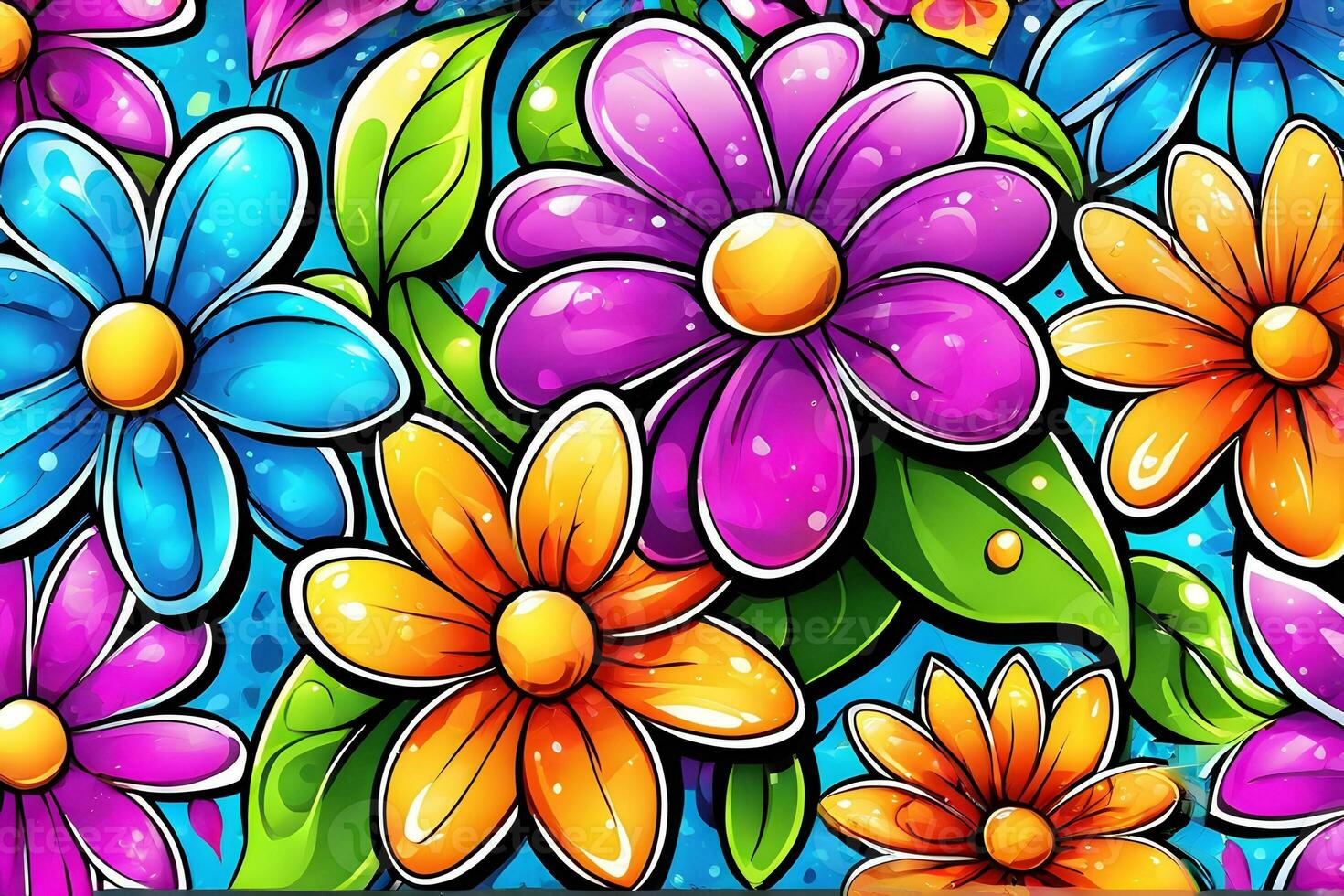 Flower Graffiti Wallpaper, Graffiti Background, Floral Graffiti Pattern, Flower Graffiti background, Flower Graffiti Art, Floral Graffiti Paint, AI Generative photo