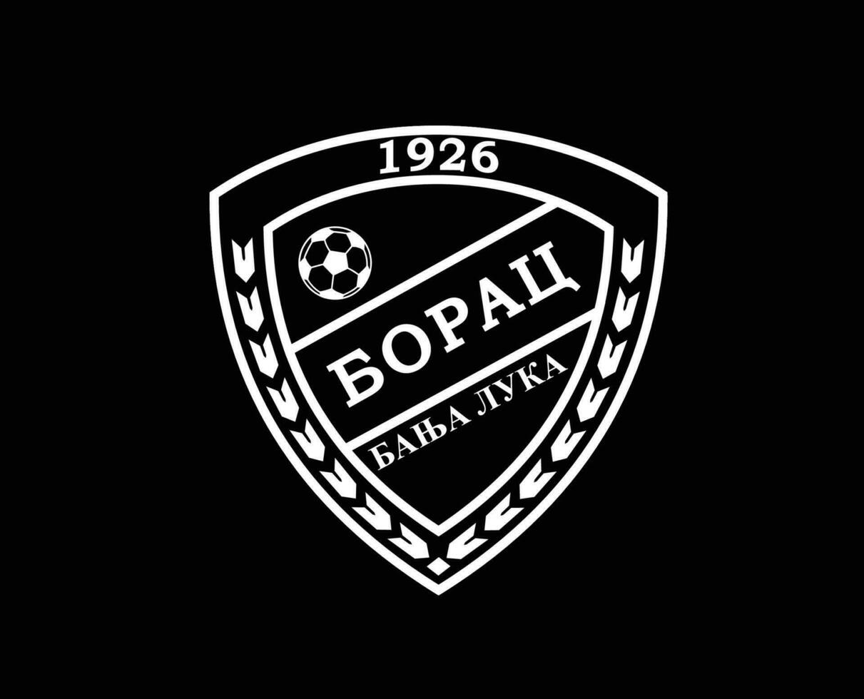 borac banja luca club símbolo logo blanco bosnia herzegovina liga fútbol americano resumen diseño vector ilustración con negro antecedentes