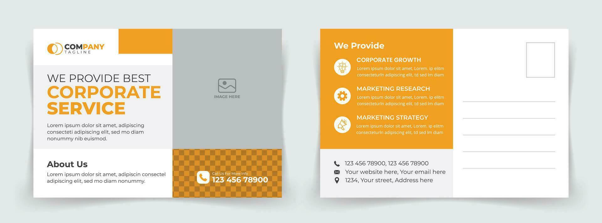Modern and trendy corporate business postcard template design. vector
