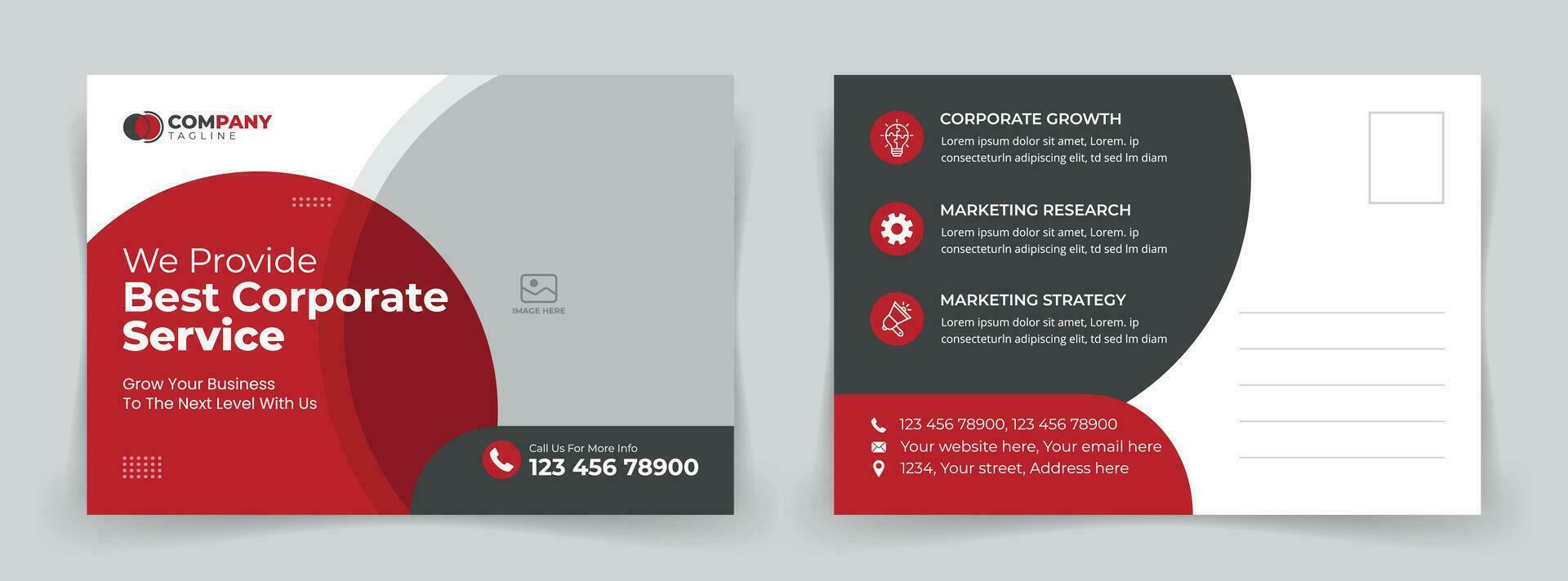 Modern and trendy corporate business postcard template design. vector