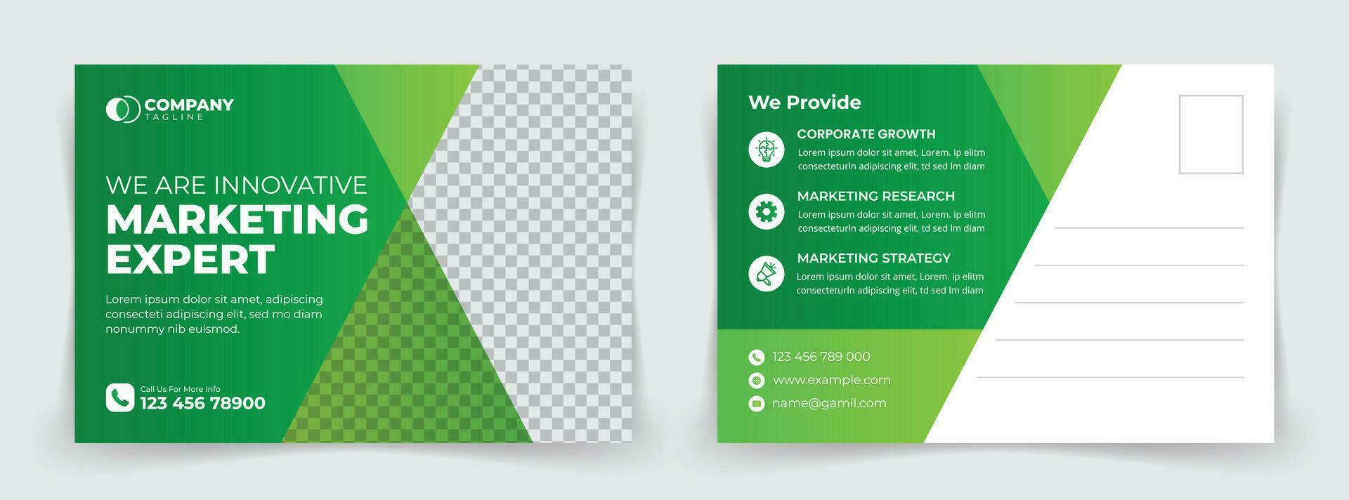 Modern and trendy corporate business postcard template design. vector