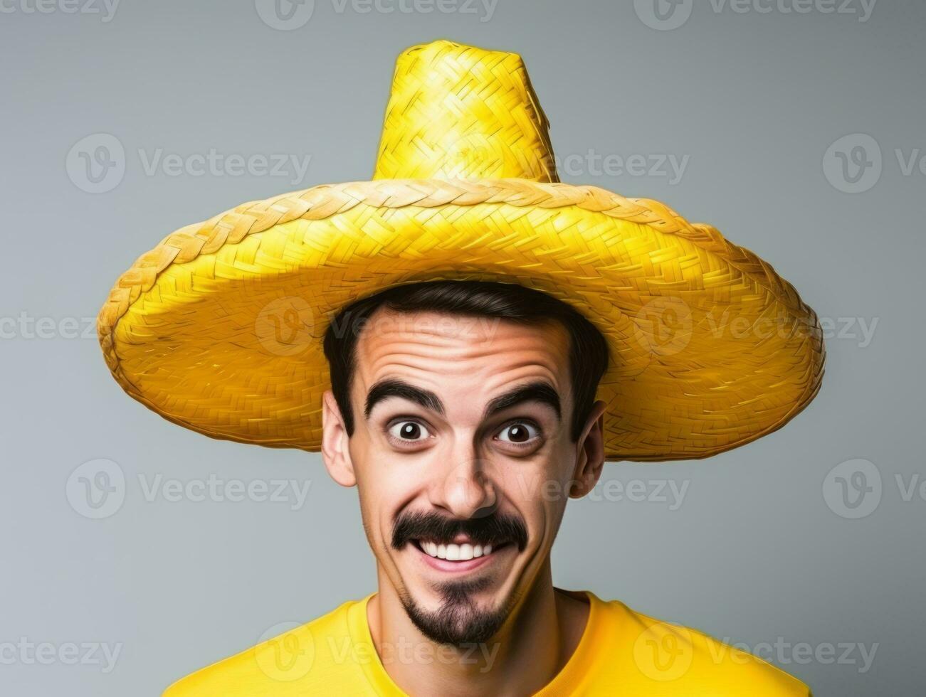 Mexican man in playful pose on solid background AI Generative photo