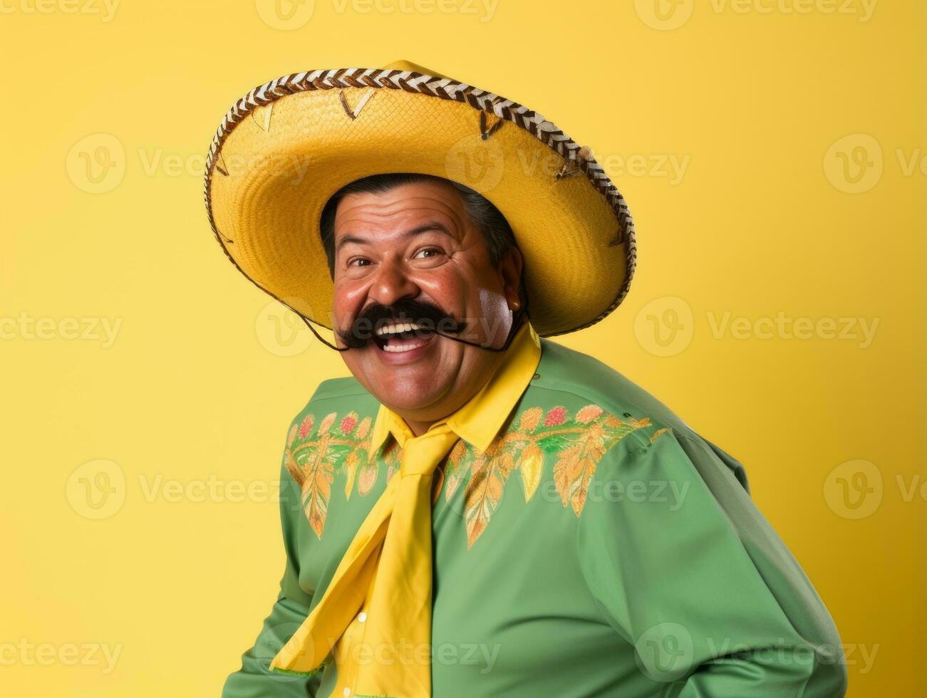 Mexican man in playful pose on solid background AI Generative photo