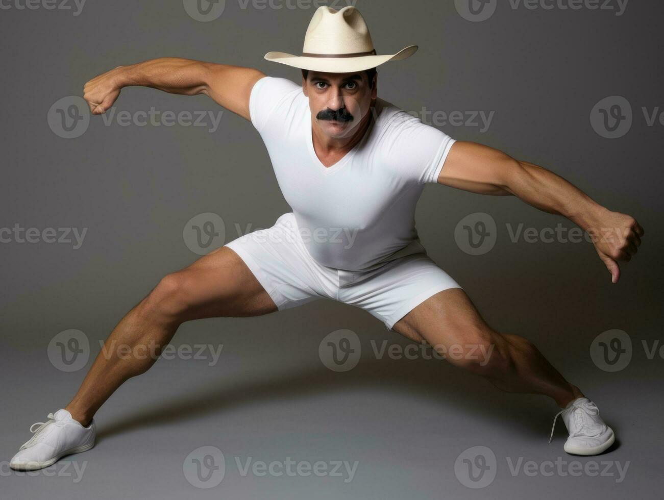 Mexican man in playful pose on solid background AI Generative photo