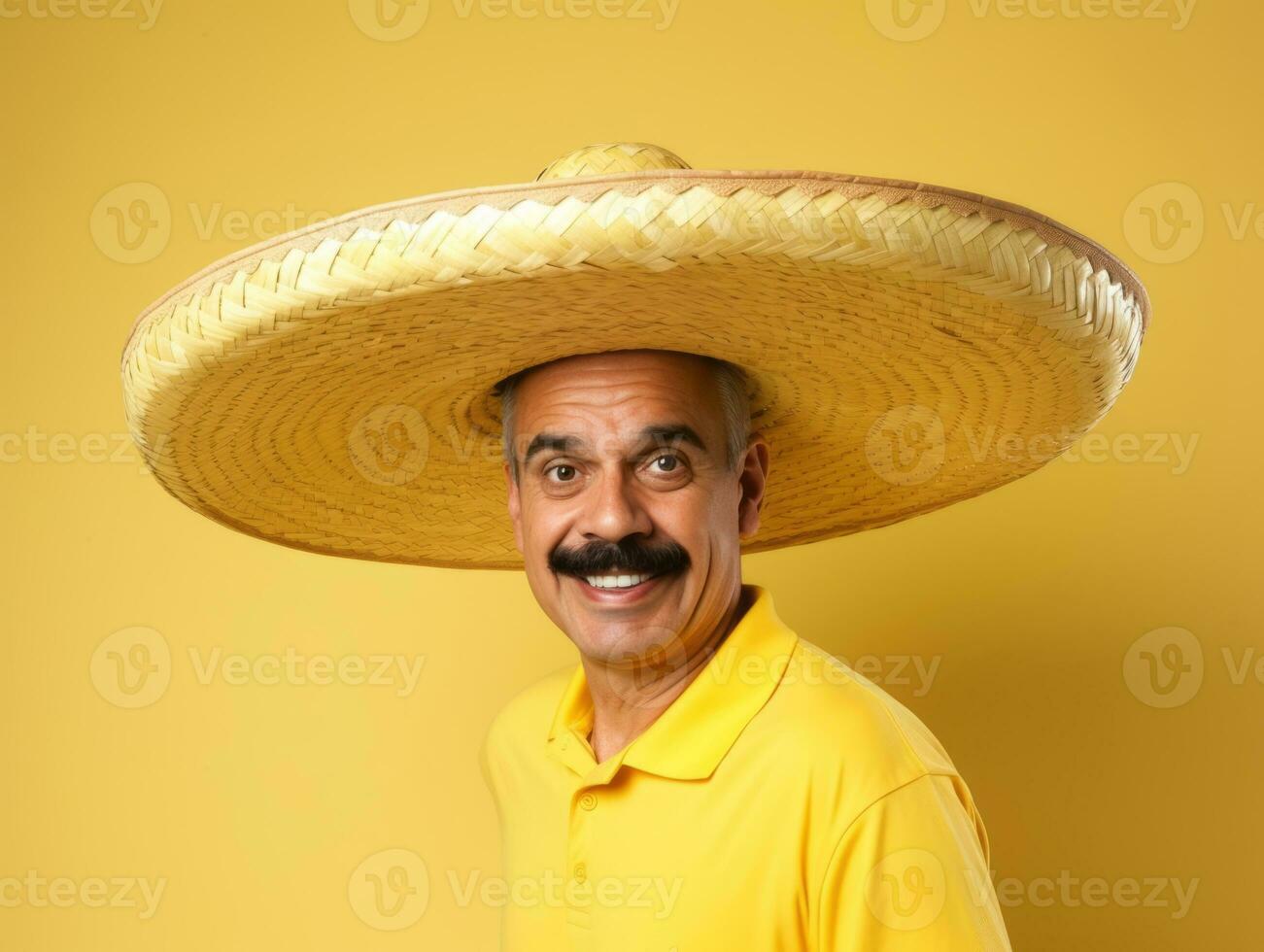 Mexican man in playful pose on solid background AI Generative photo