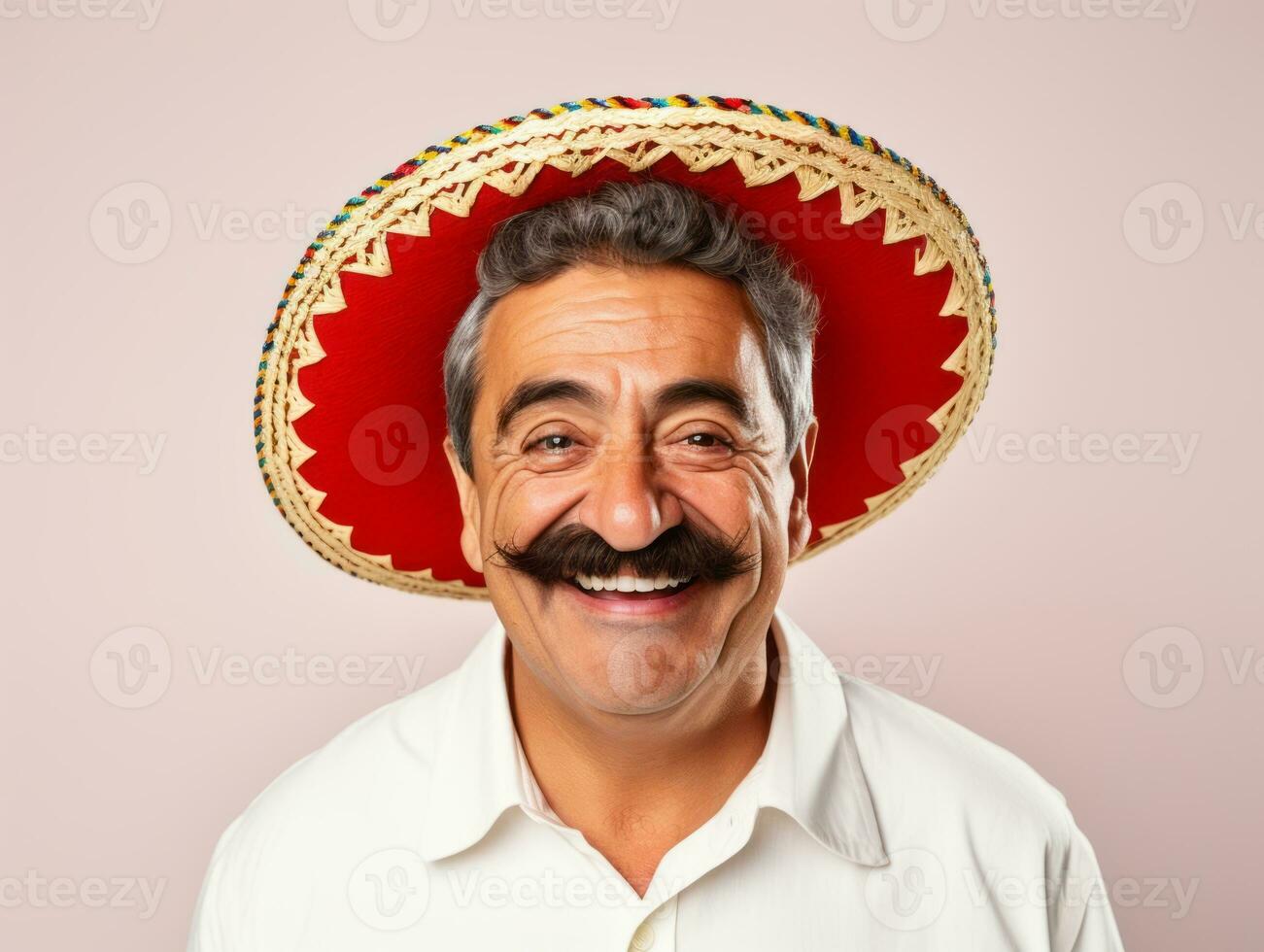 Mexican man in playful pose on solid background AI Generative photo