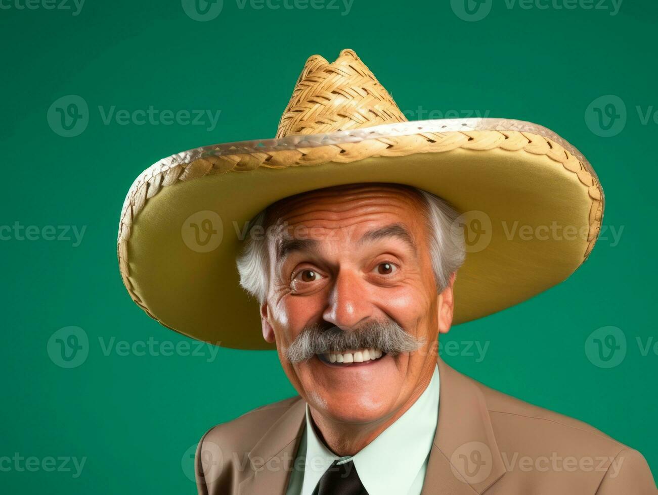 Mexican man in playful pose on solid background AI Generative photo