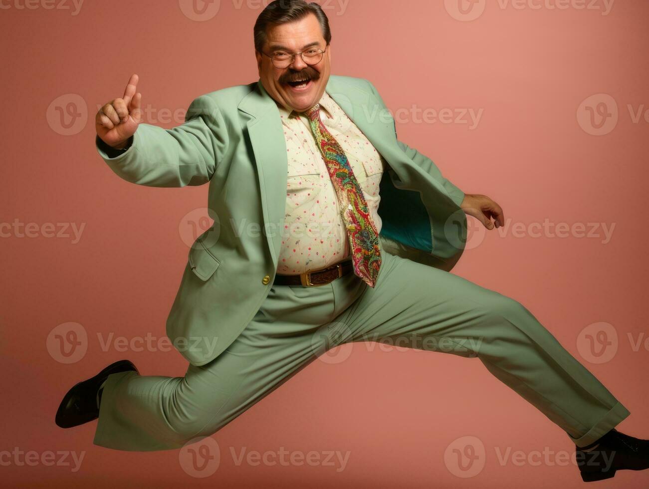 Mexican man in playful pose on solid background AI Generative photo