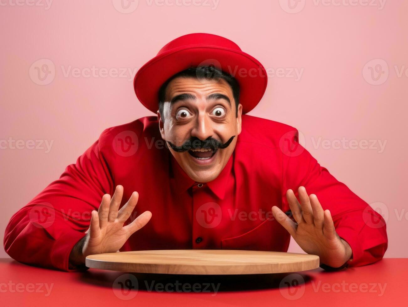 Mexican man in playful pose on solid background AI Generative photo