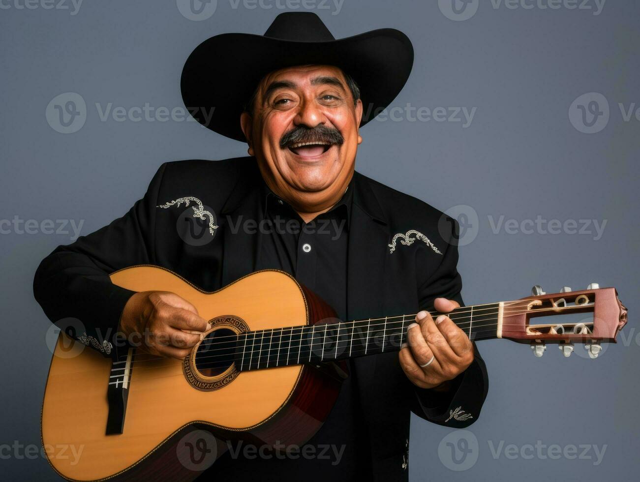 Mexican man in playful pose on solid background AI Generative photo