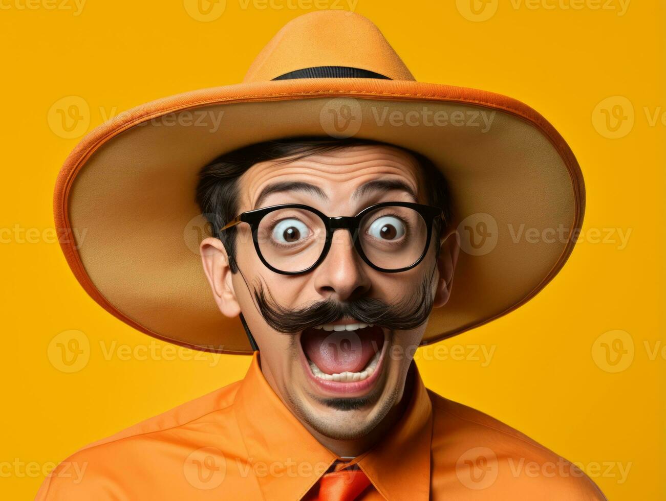 Mexican man in playful pose on solid background AI Generative photo
