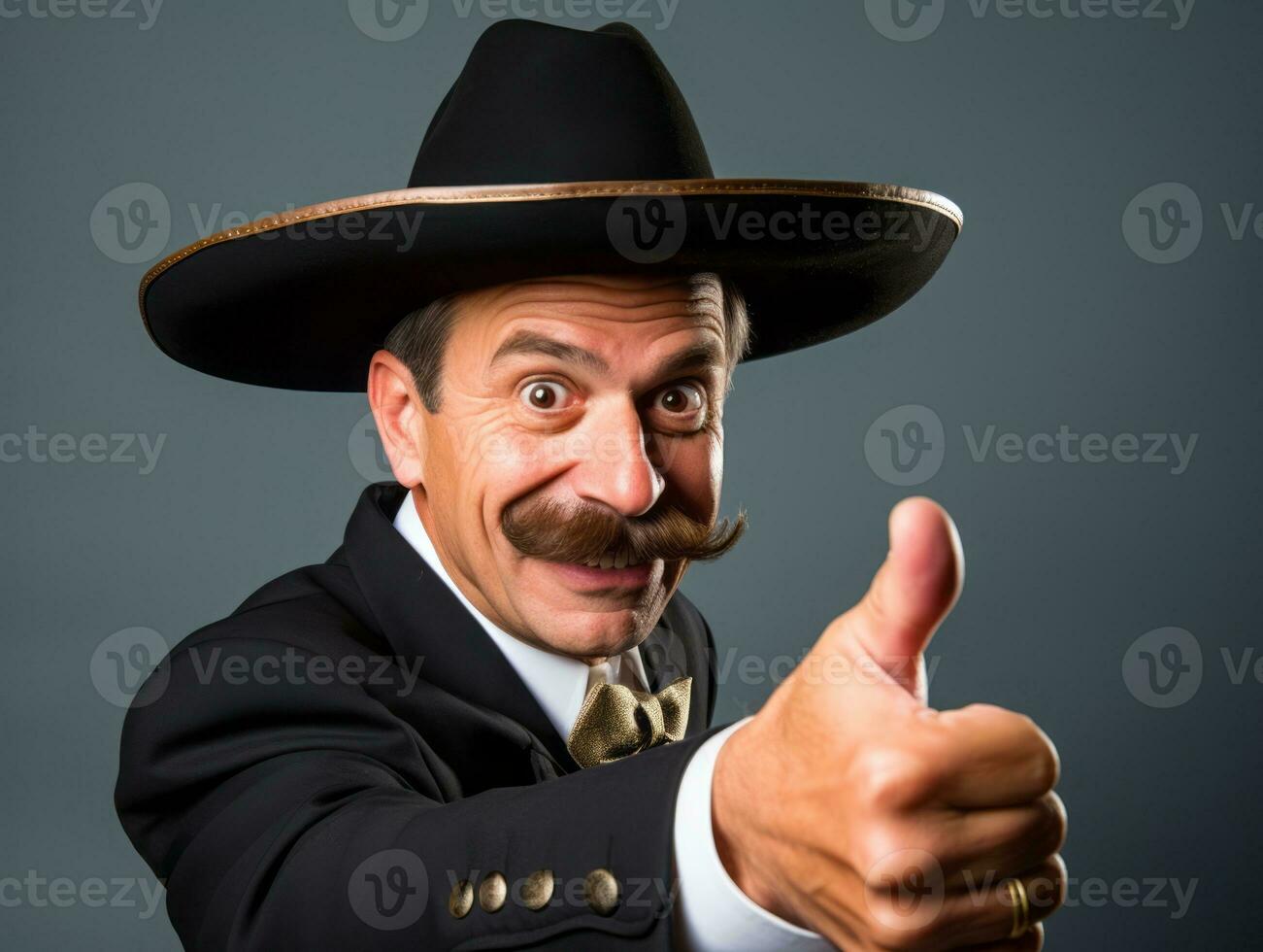 Mexican man in playful pose on solid background AI Generative photo