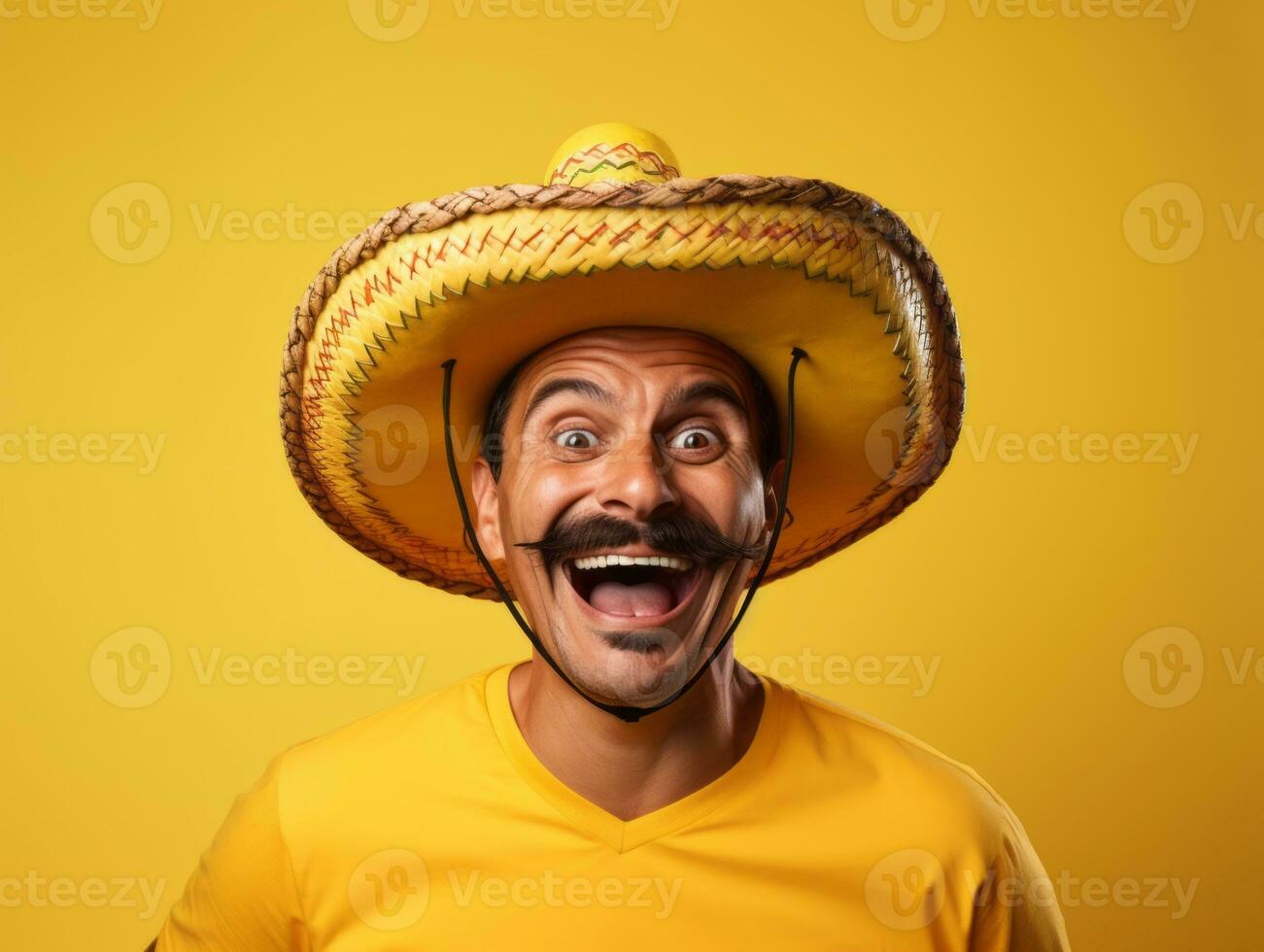 Mexican man in playful pose on solid background AI Generative photo