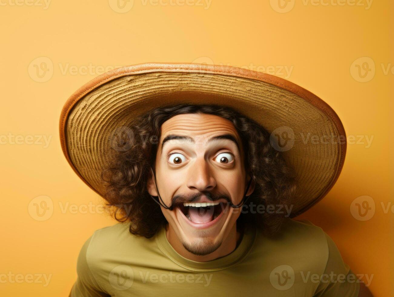 Mexican man in playful pose on solid background AI Generative photo