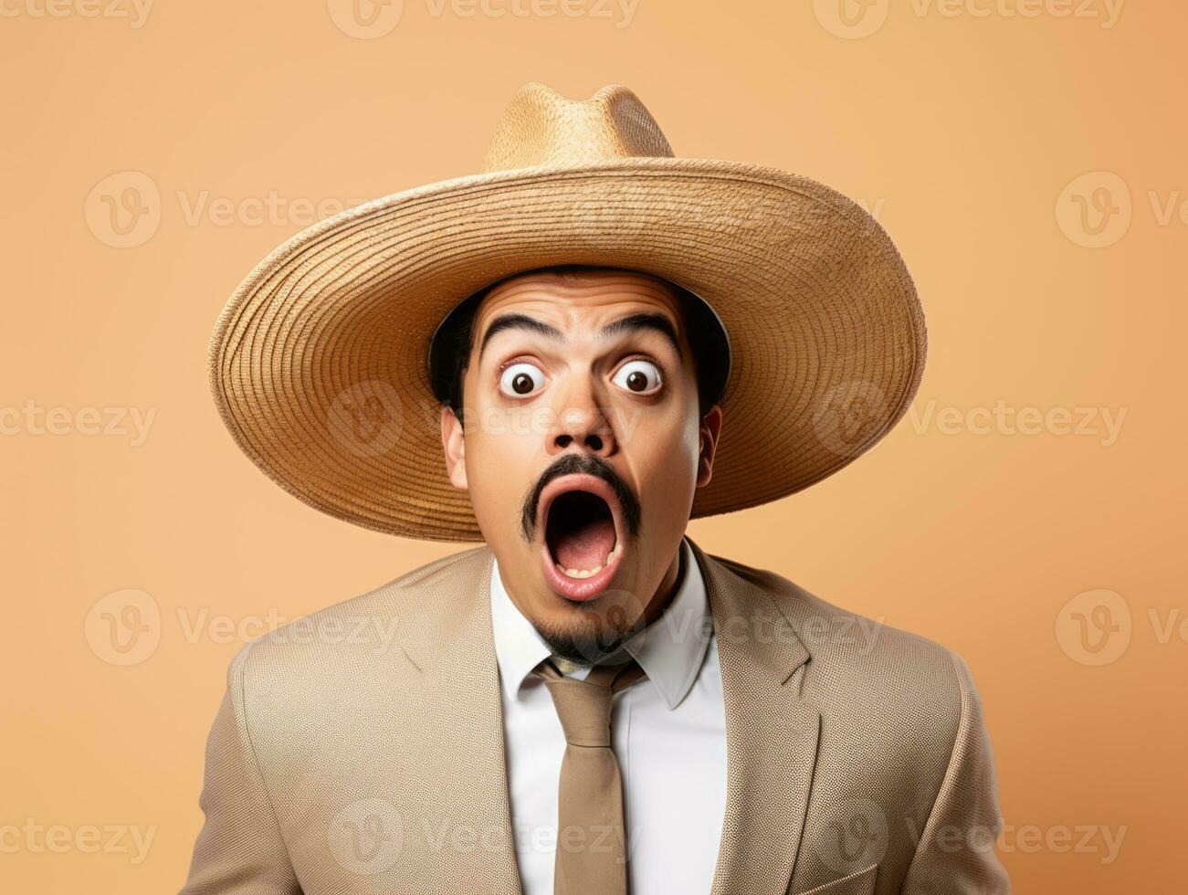 Mexican man in playful pose on solid background AI Generative photo