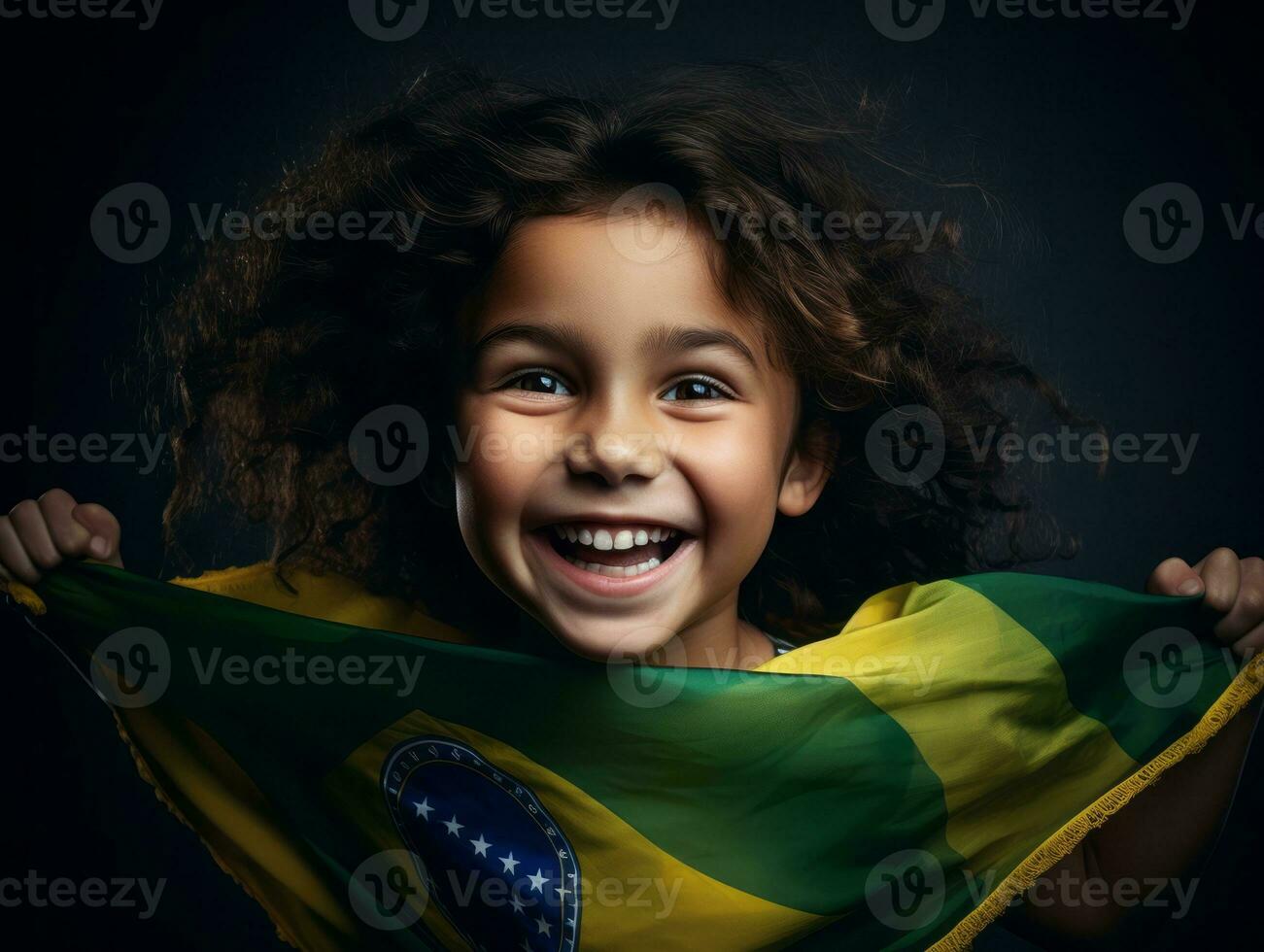 brasileño niño celebra su fútbol equipos victoria ai generativo foto