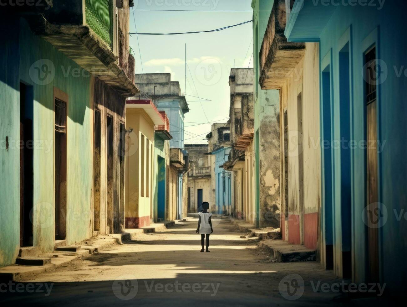 niño disfruta un sin prisa paseo mediante el vibrante ciudad calles ai generativo foto