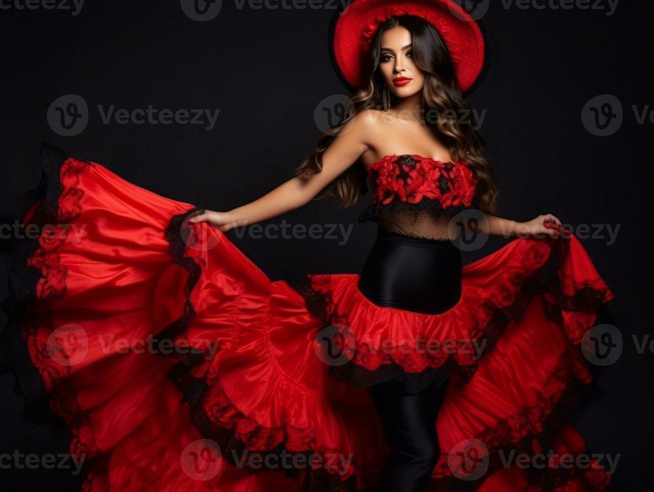 Mexican woman in playful pose on solid background AI Generative photo