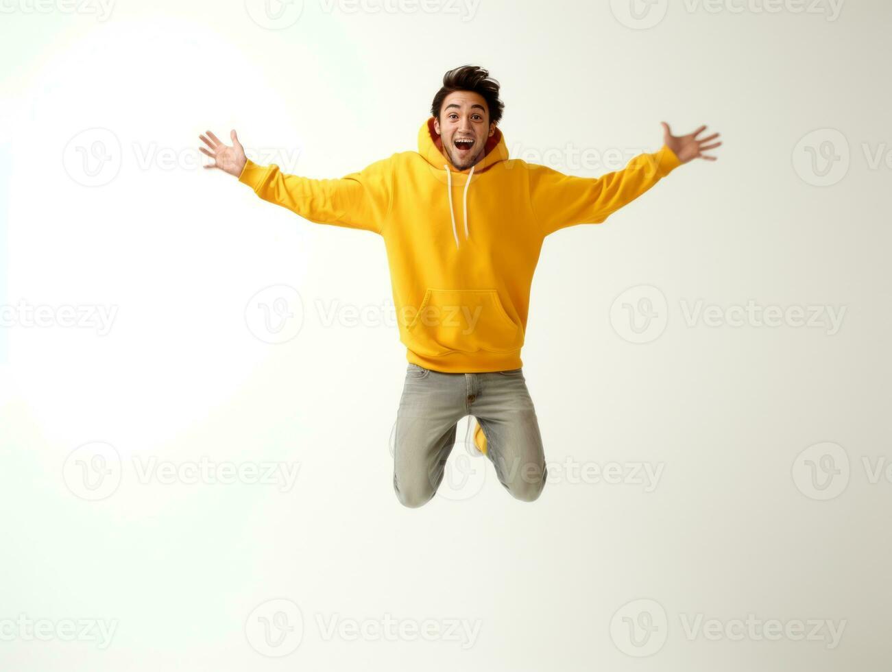 40 year old asian man in playful pose on white background AI Generative photo