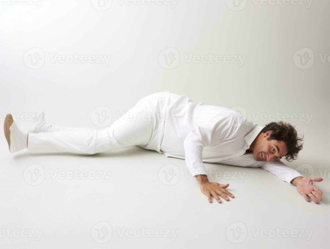 40 year old asian man in playful pose on white background AI Generative photo