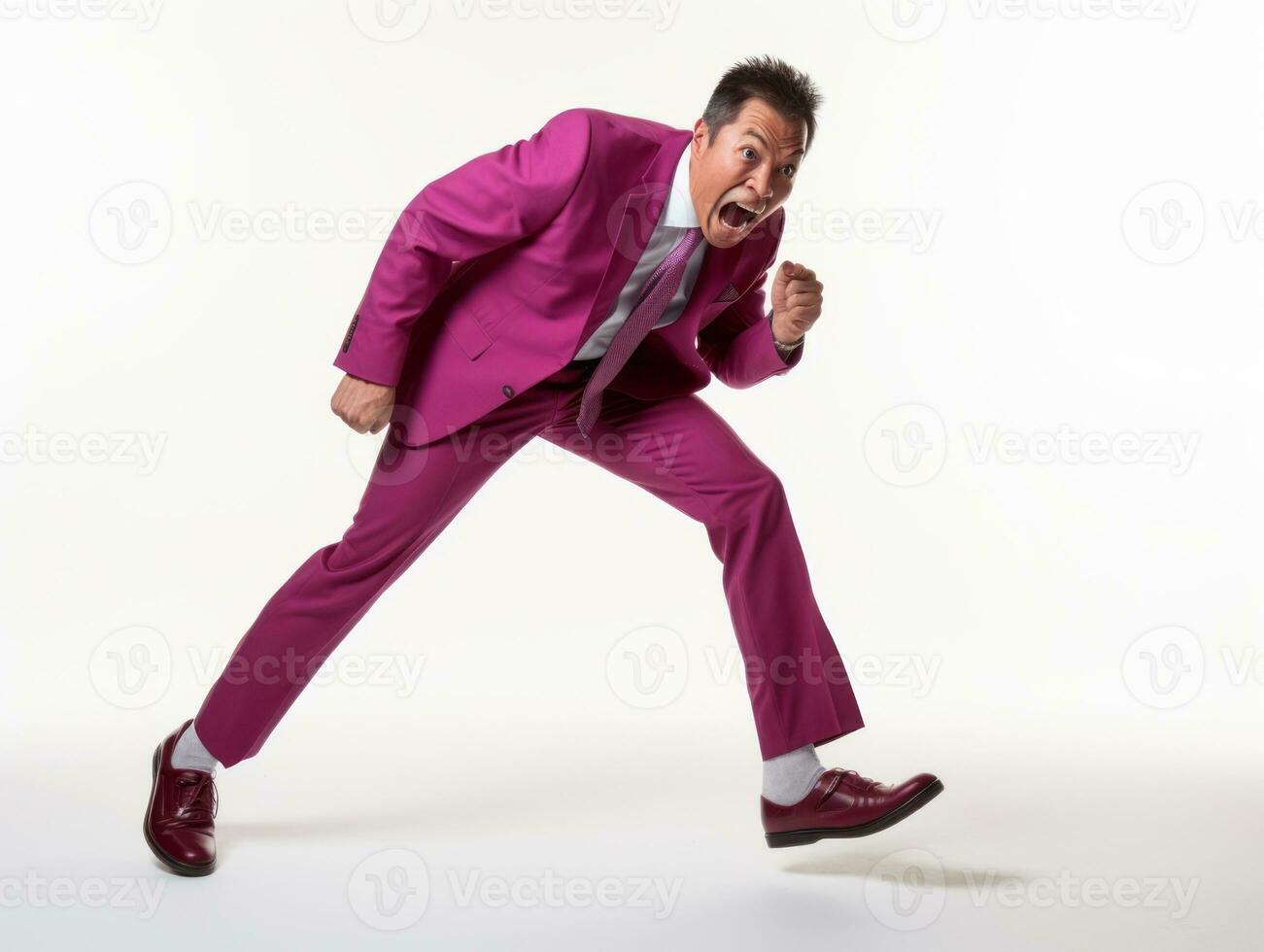 40 year old asian man in playful pose on white background AI Generative photo