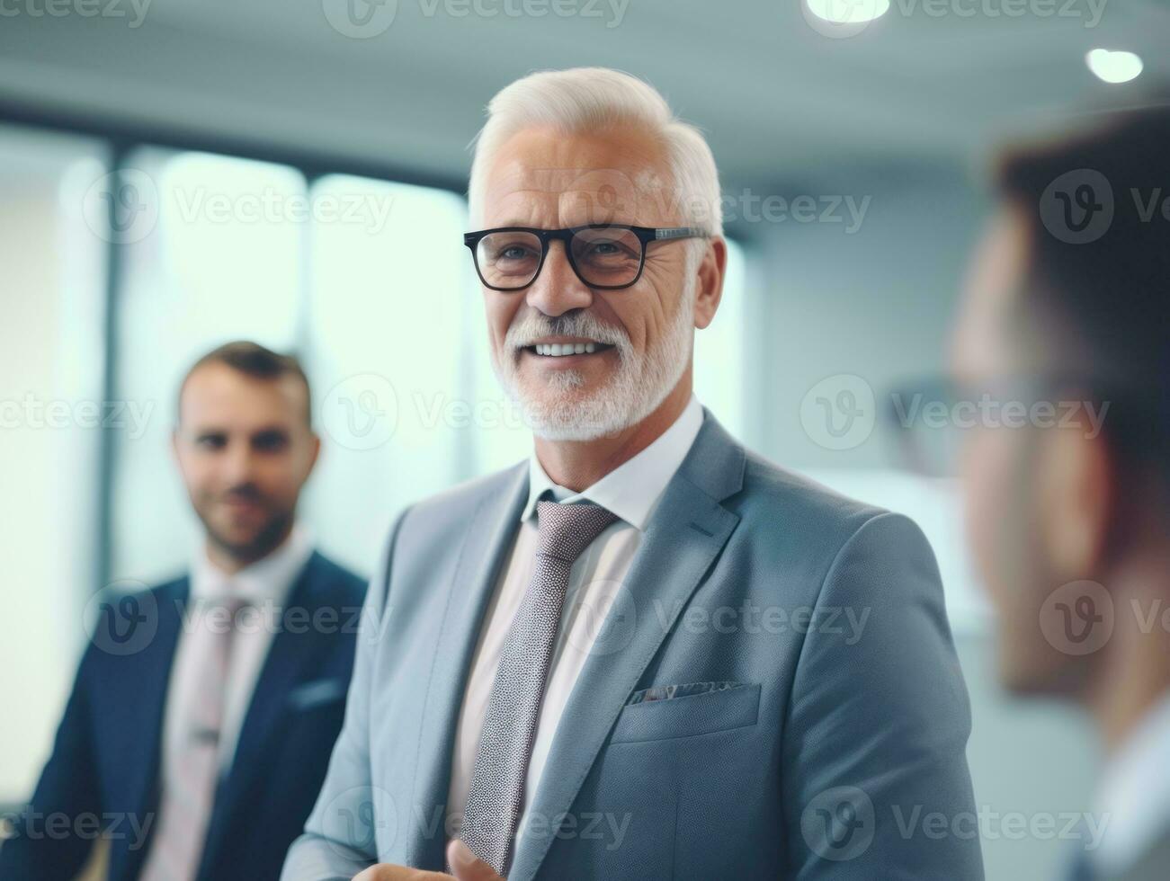 Man in a business meeting leading with confidence AI Generative photo