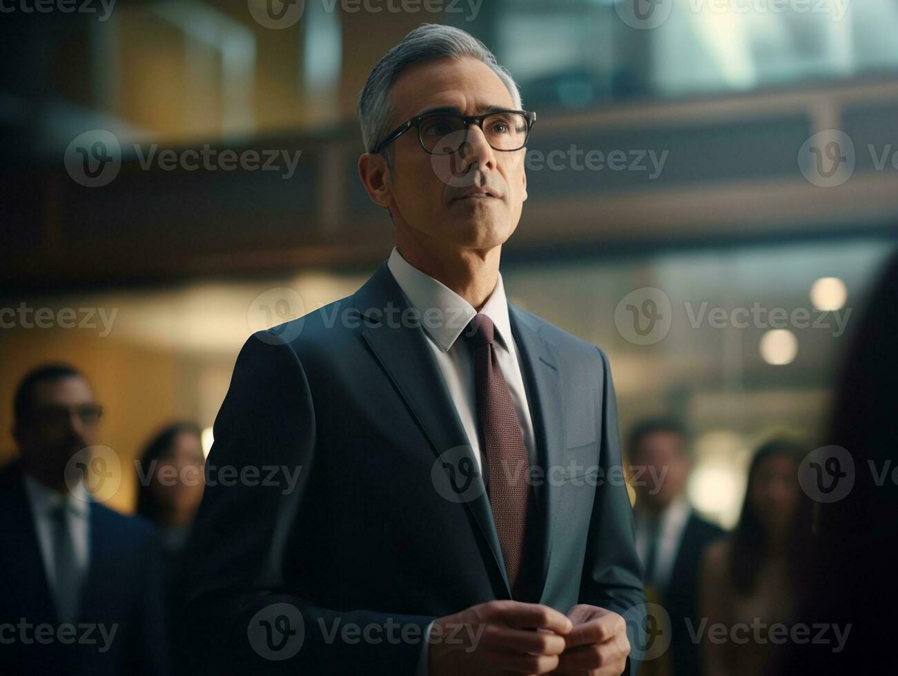 Man in a business meeting leading with confidence AI Generative photo