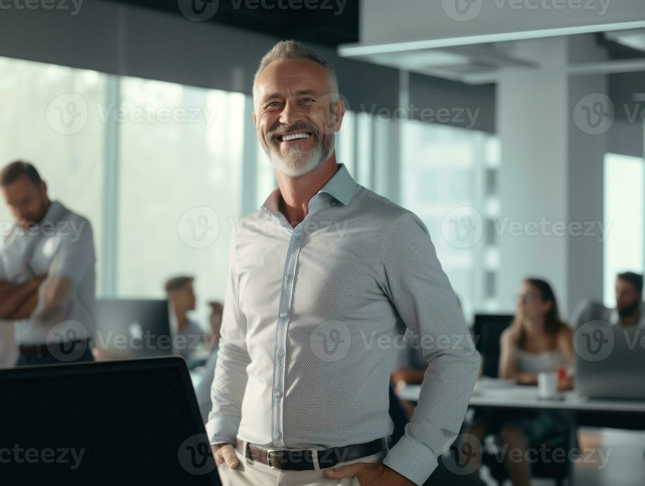 Man in a business meeting leading with confidence AI Generative photo
