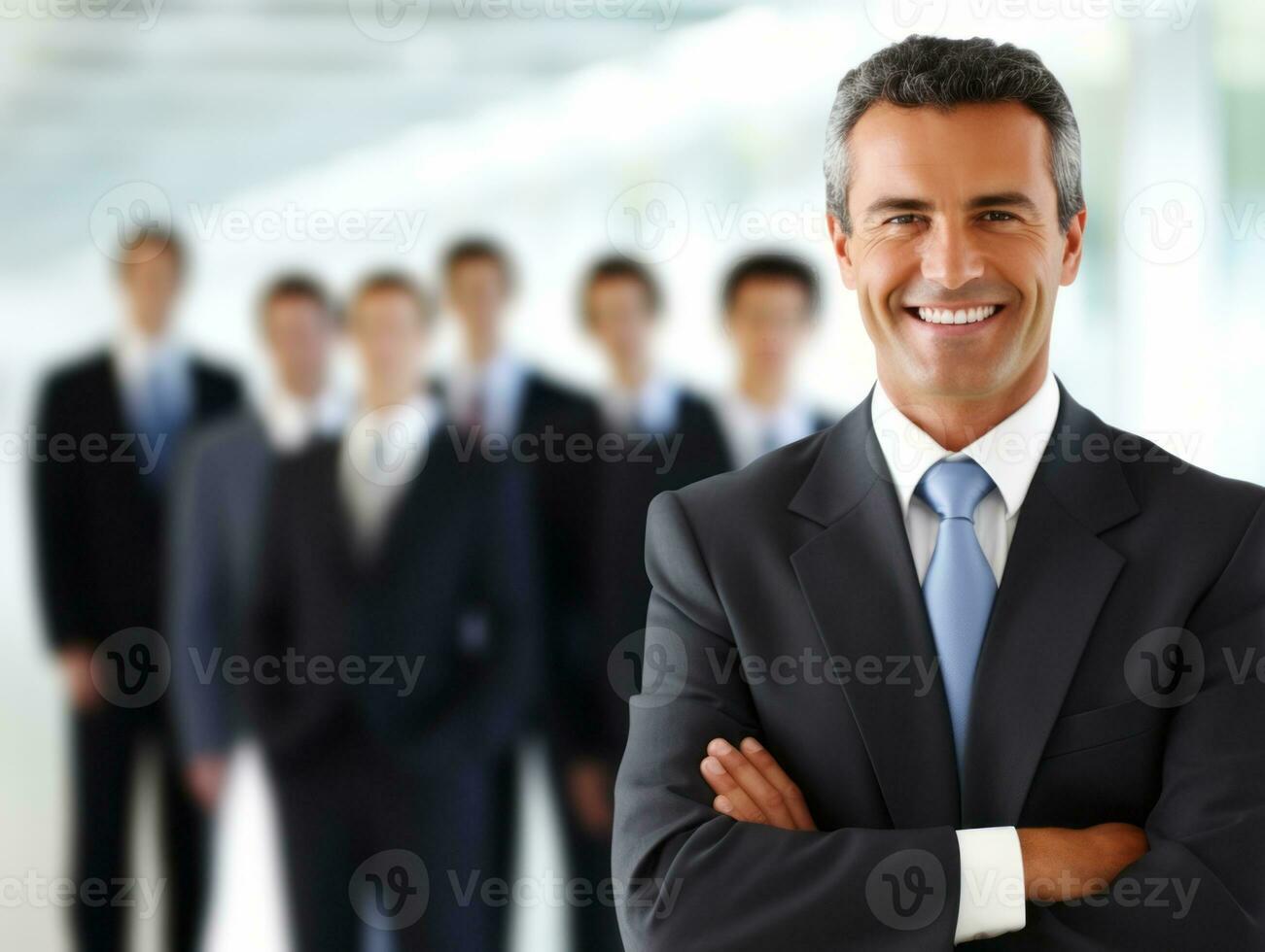 Man in a business meeting leading with confidence AI Generative photo