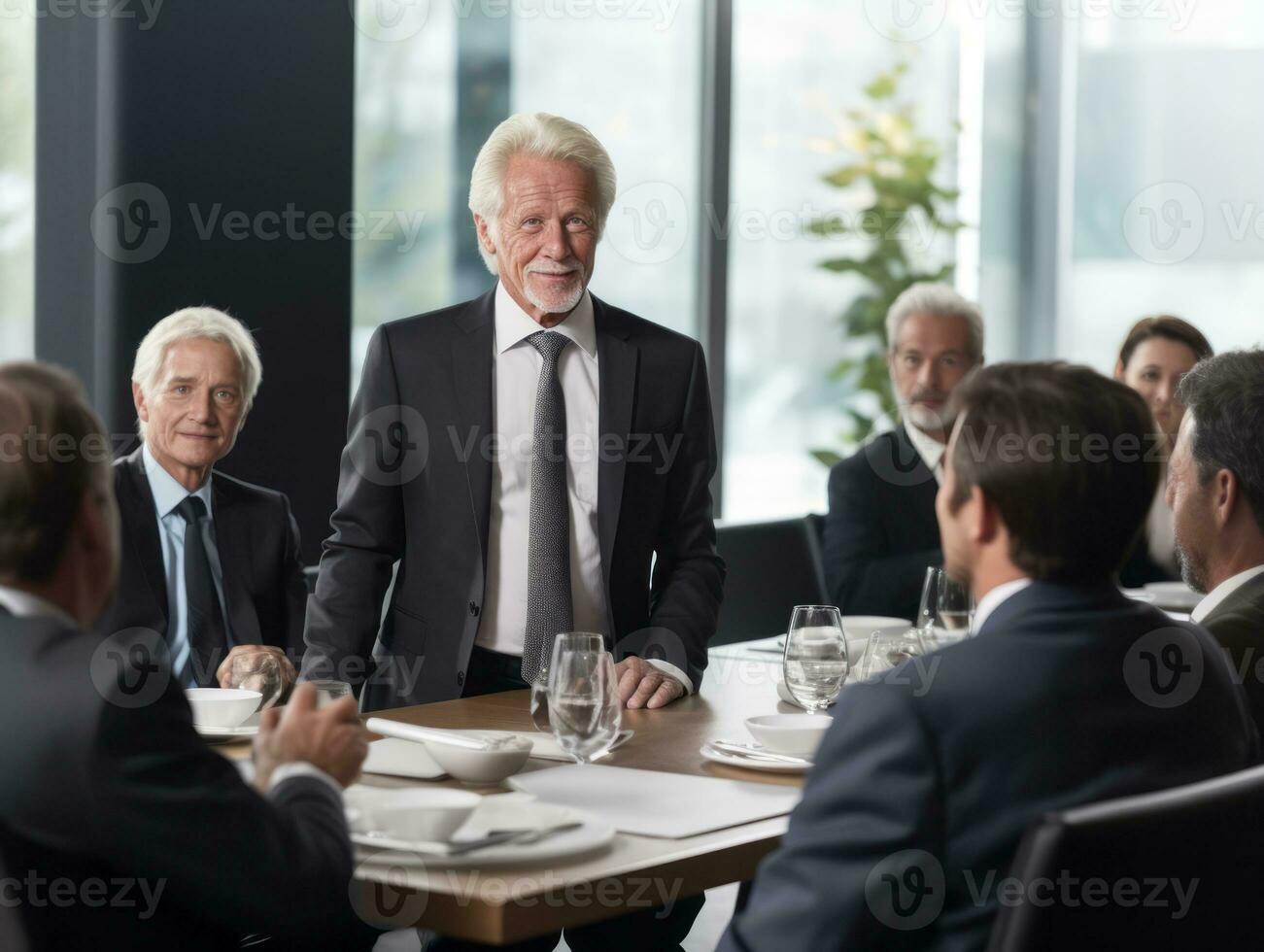 Man in a business meeting leading with confidence AI Generative photo