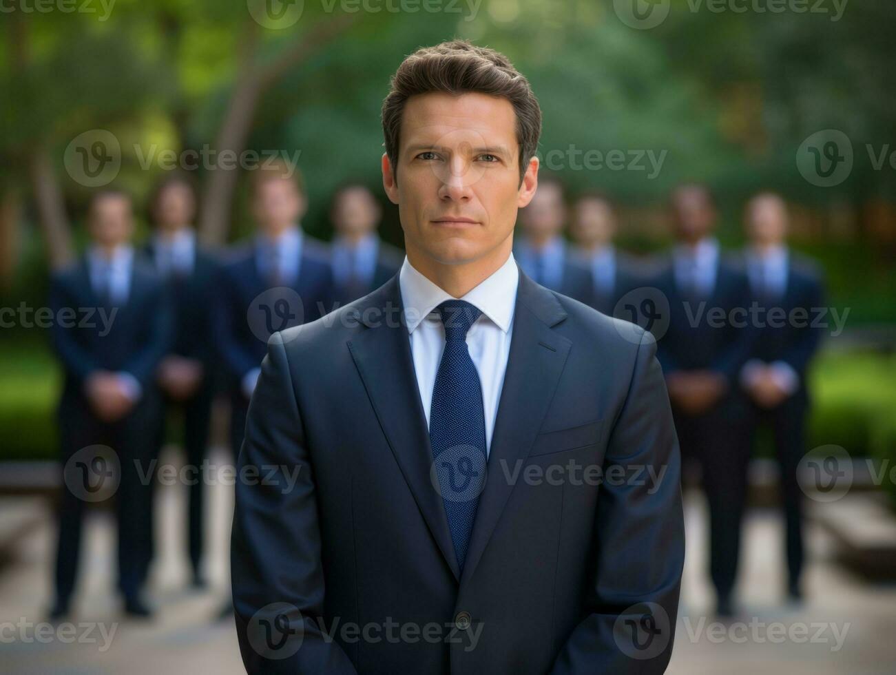 Man in a business meeting leading with confidence AI Generative photo