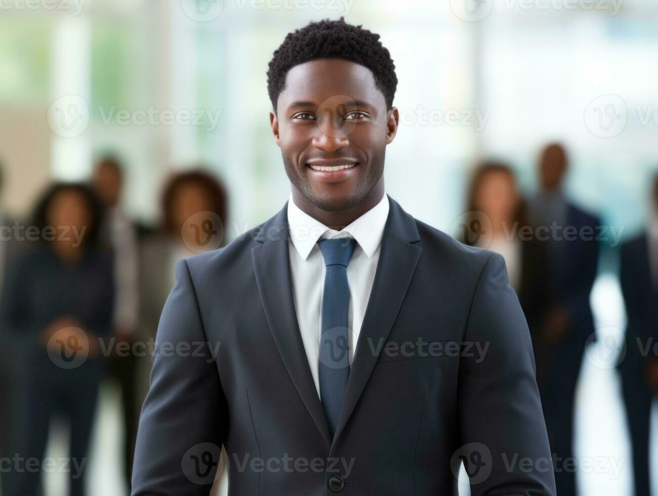 Man in a business meeting leading with confidence AI Generative photo