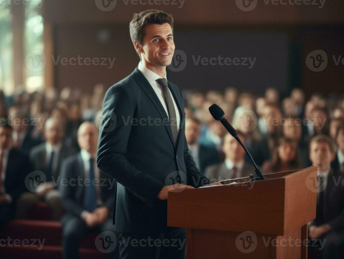 Man in a business meeting leading with confidence AI Generative photo