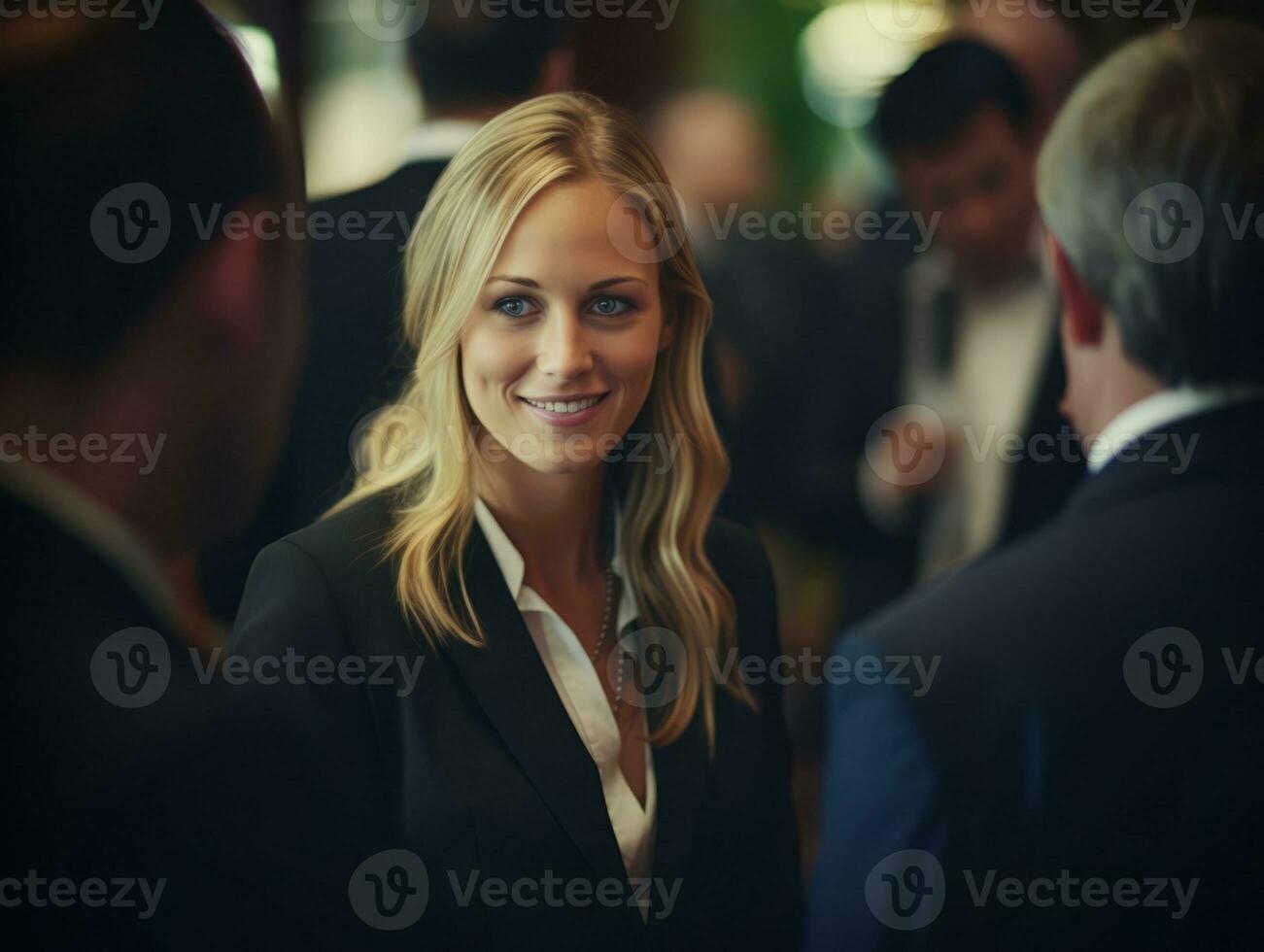 woman in a business meeting leading with confidence AI Generative photo