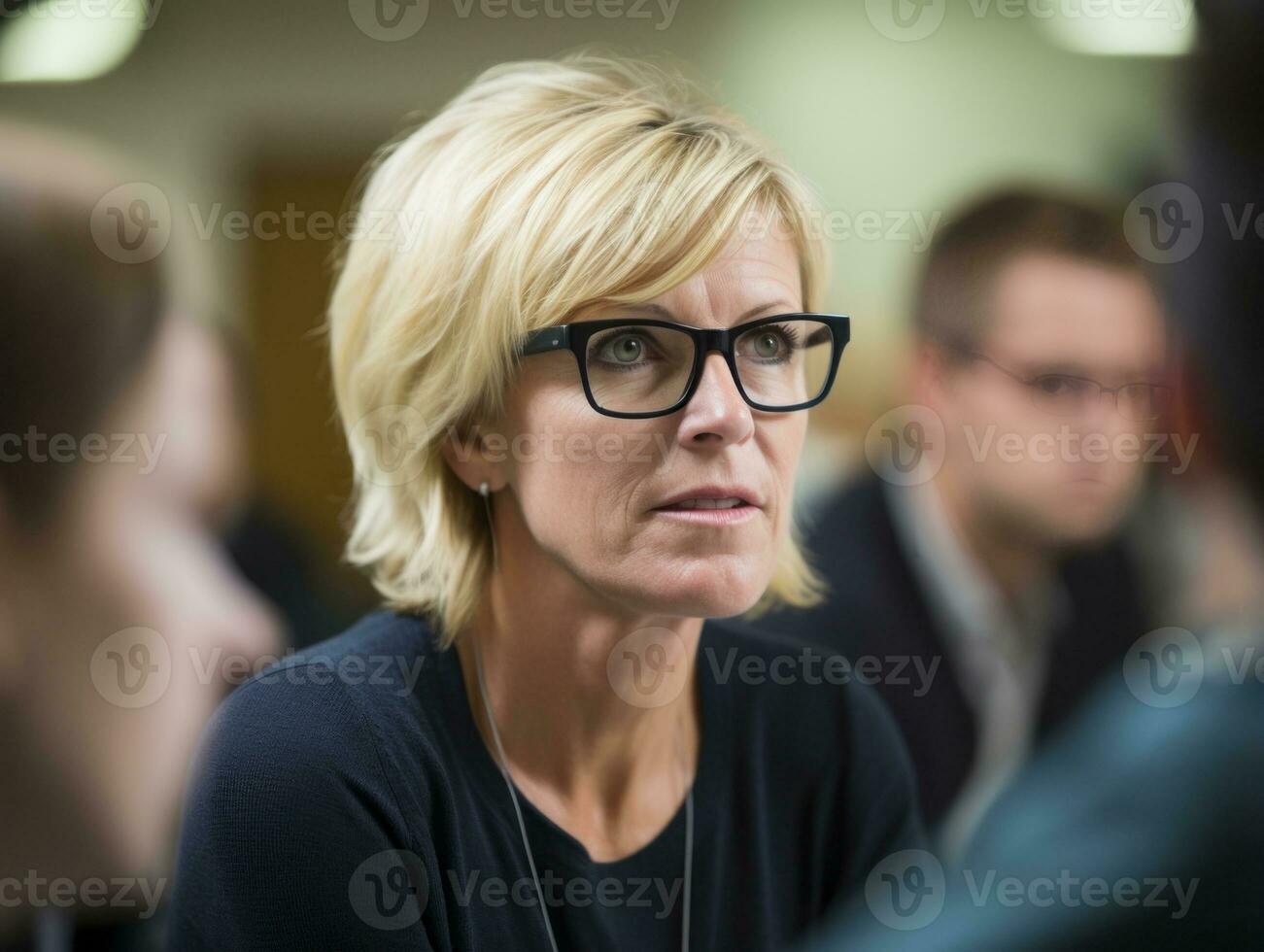 woman in a business meeting leading with confidence AI Generative photo