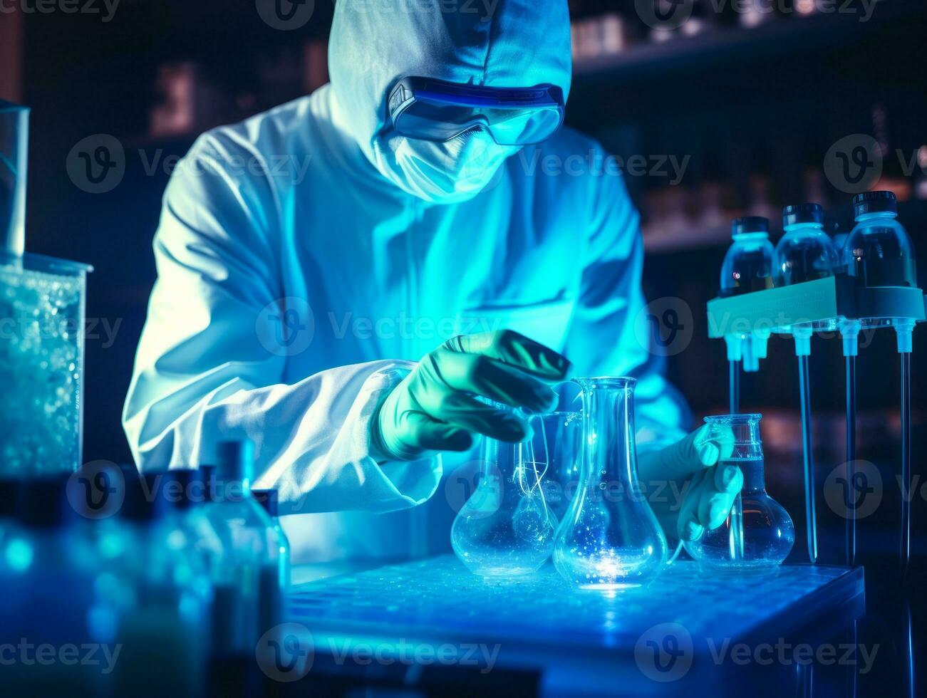 Male scientist conducting experiments in a high tech lab AI Generative photo