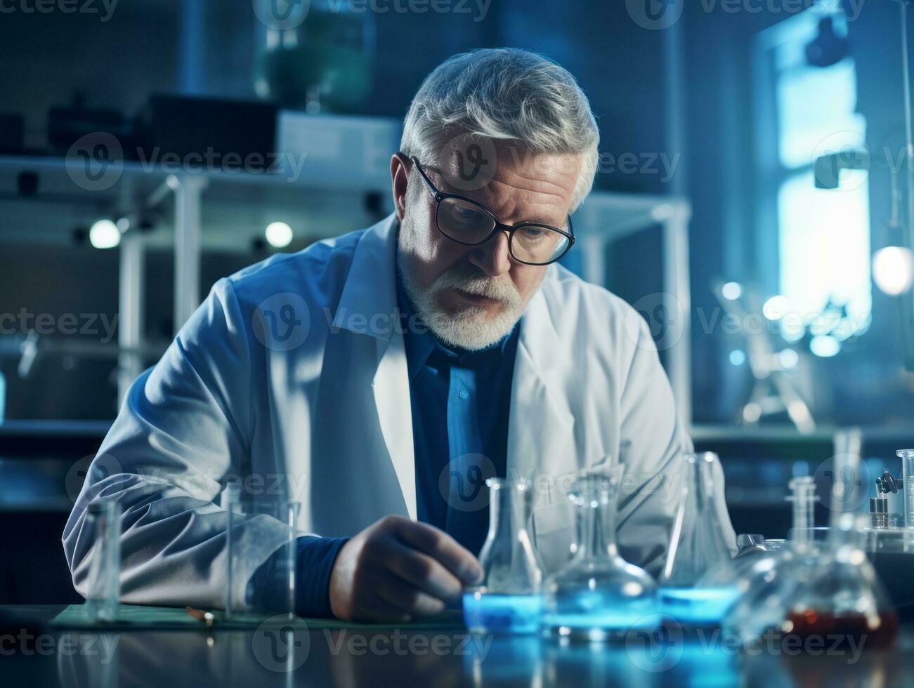 Male scientist conducting experiments in a high tech lab AI Generative photo