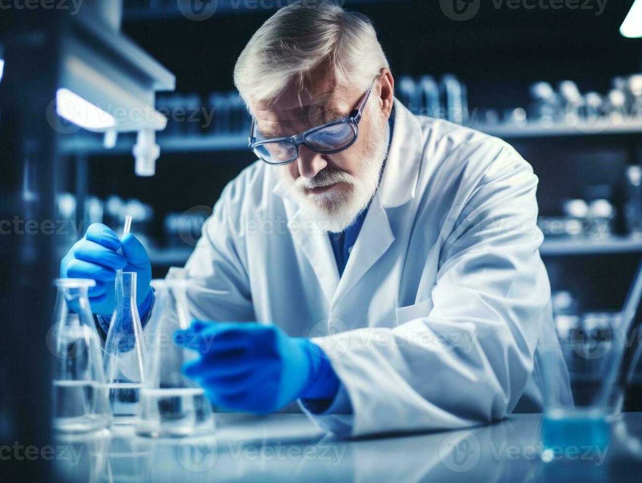 Male scientist conducting experiments in a high tech lab AI Generative photo