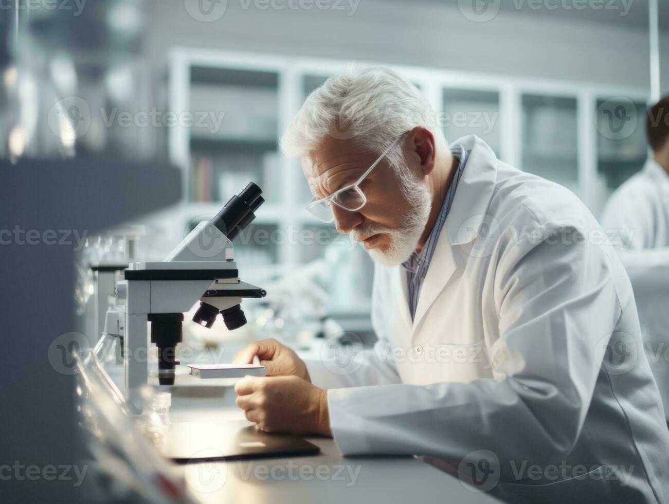 Male scientist conducting experiments in a high tech lab AI Generative photo