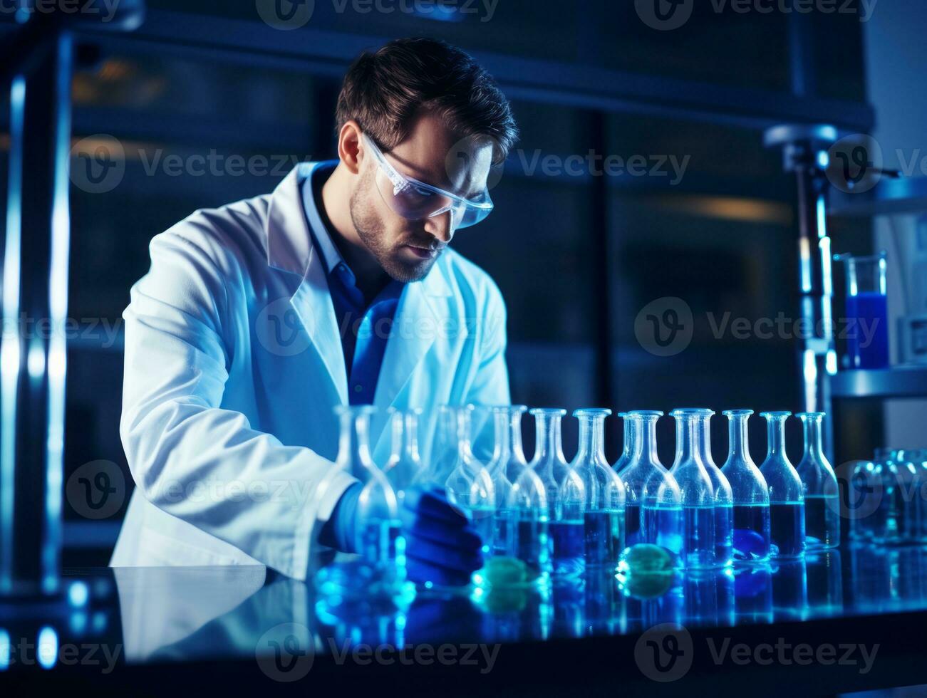 Male scientist conducting experiments in a high tech lab AI Generative photo