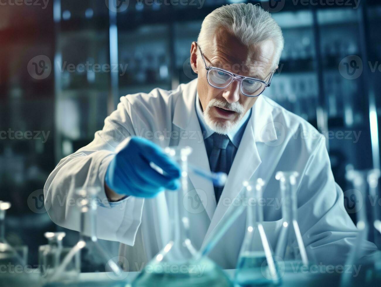 Male scientist conducting experiments in a high tech lab AI Generative photo