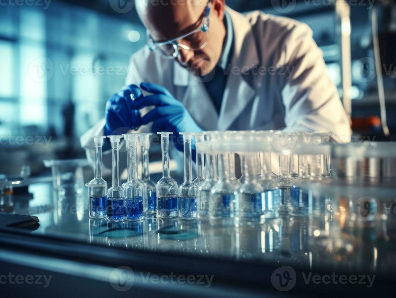 Male scientist conducting experiments in a high tech lab AI Generative photo