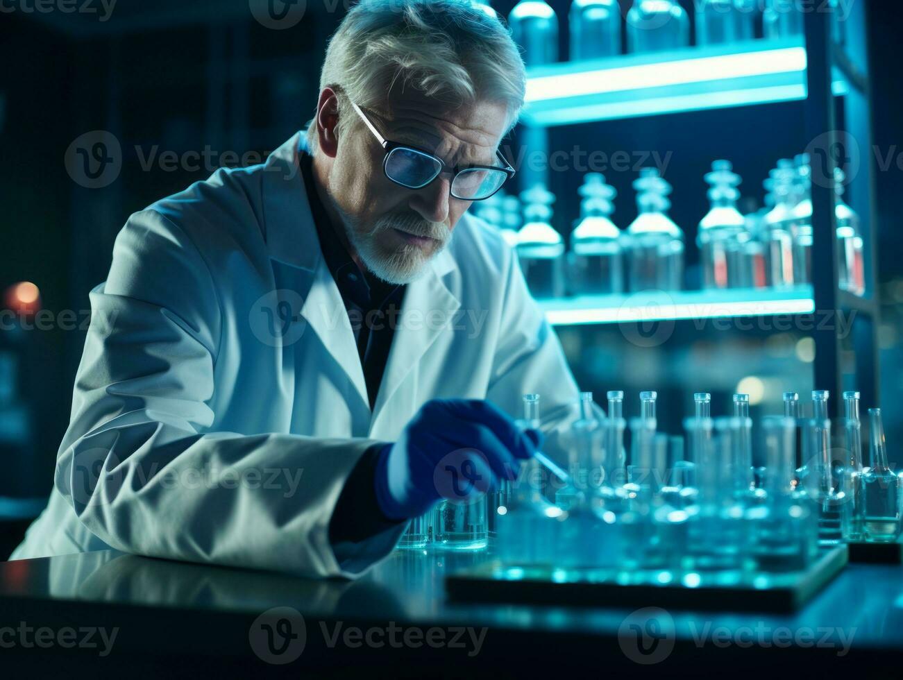 Male scientist conducting experiments in a high tech lab AI Generative photo
