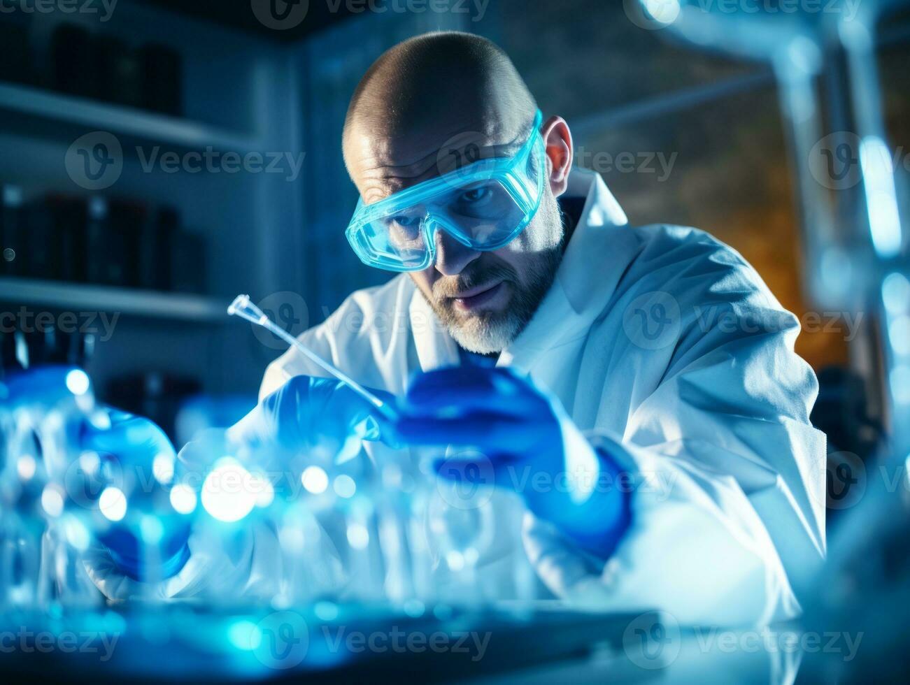 Male scientist conducting experiments in a high tech lab AI Generative photo