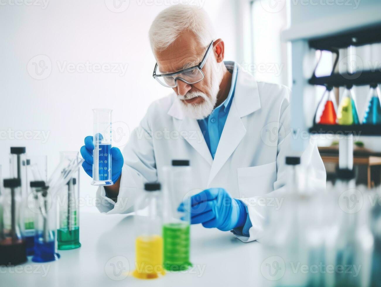 Male scientist conducting experiments in a high tech lab AI Generative photo