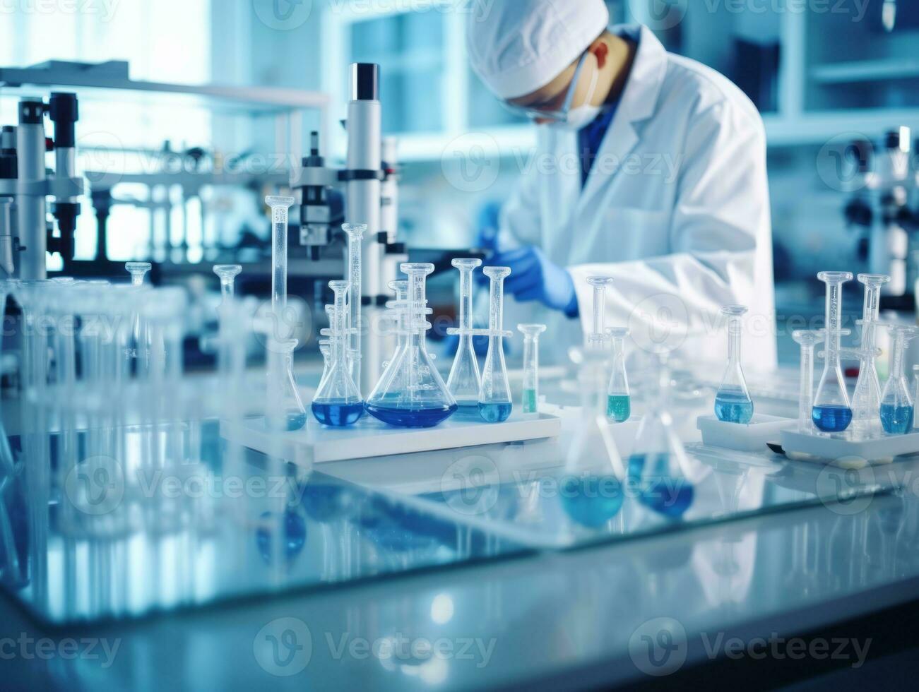 Male scientist conducting experiments in a high tech lab AI Generative photo