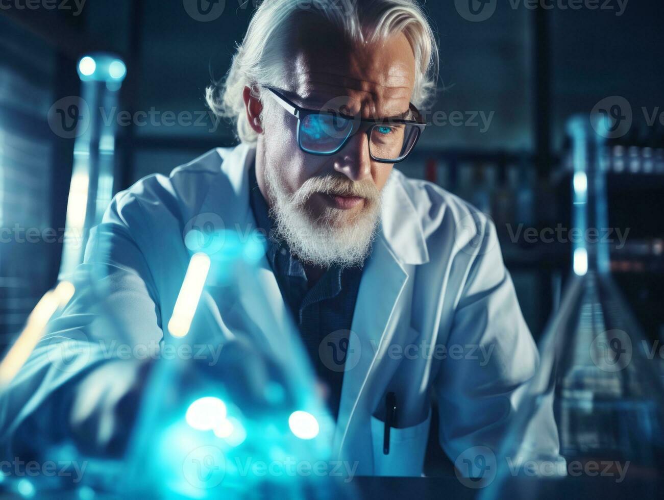 Male scientist conducting experiments in a high tech lab AI Generative photo