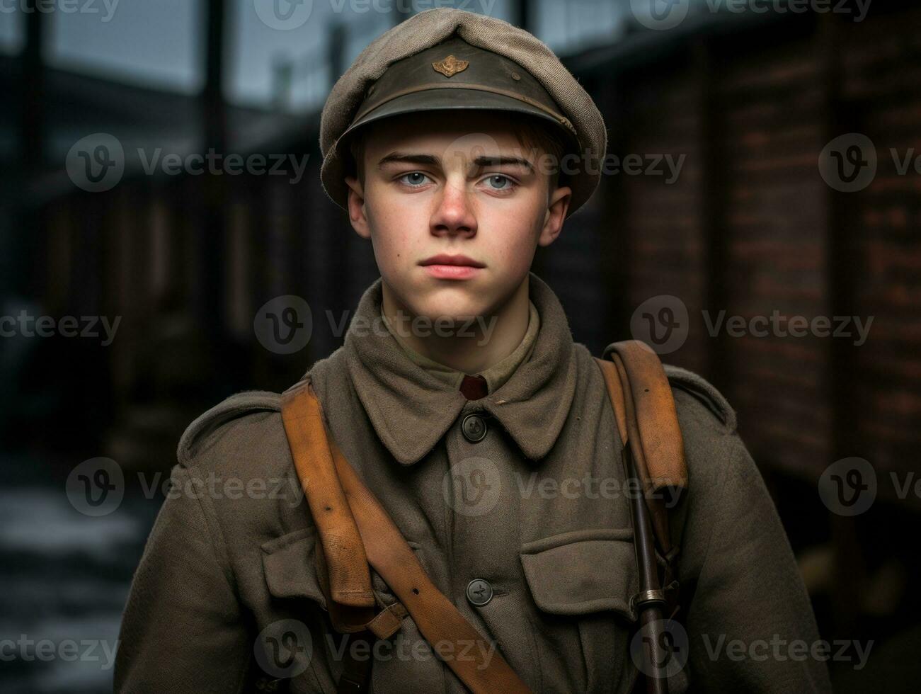 Man serves as a dedicated and fearless soldier AI Generative photo