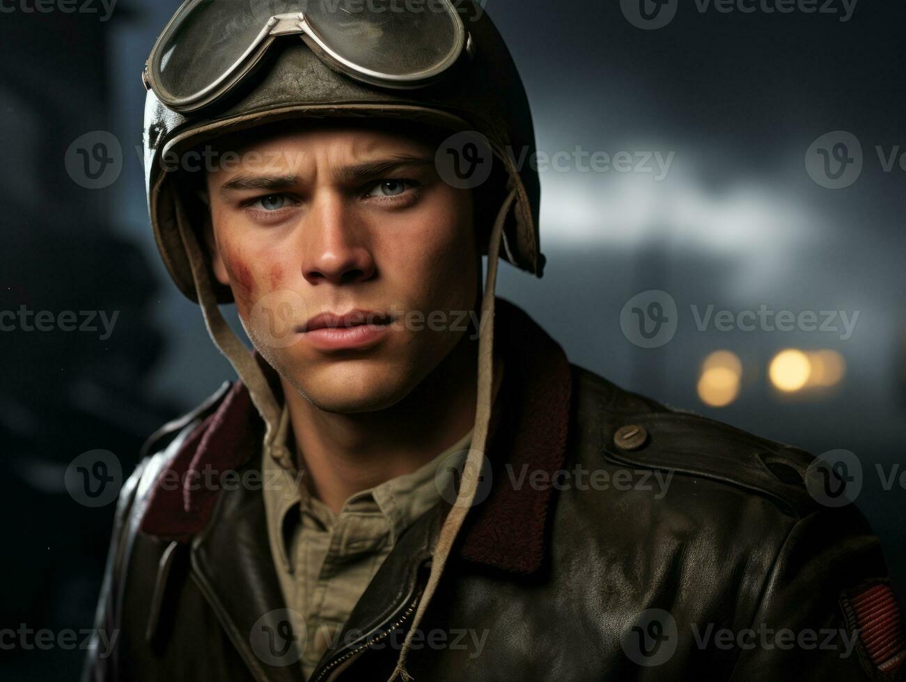 Man serves as a dedicated and fearless soldier AI Generative photo