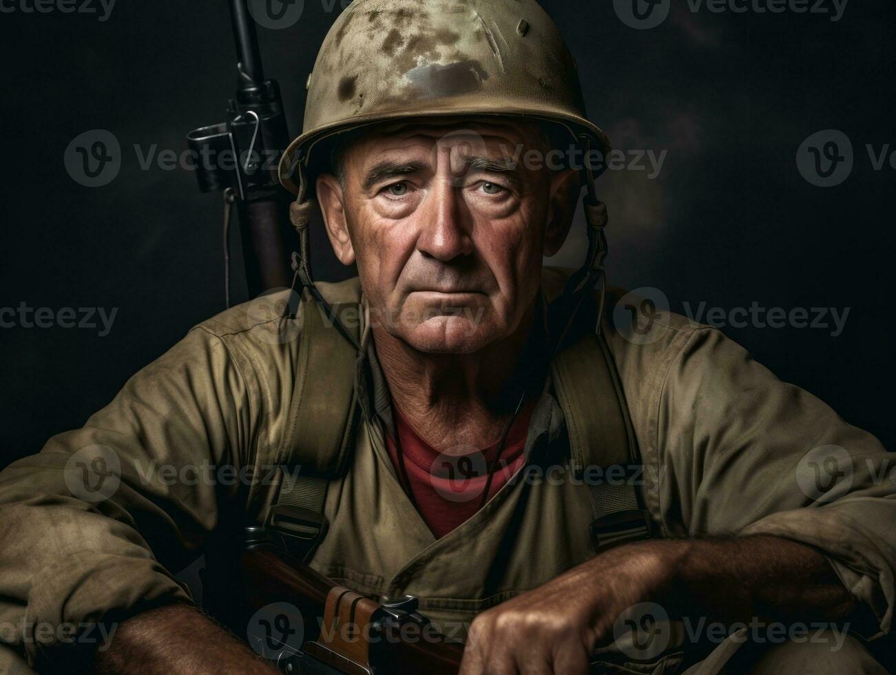 Man serves as a dedicated and fearless soldier AI Generative photo